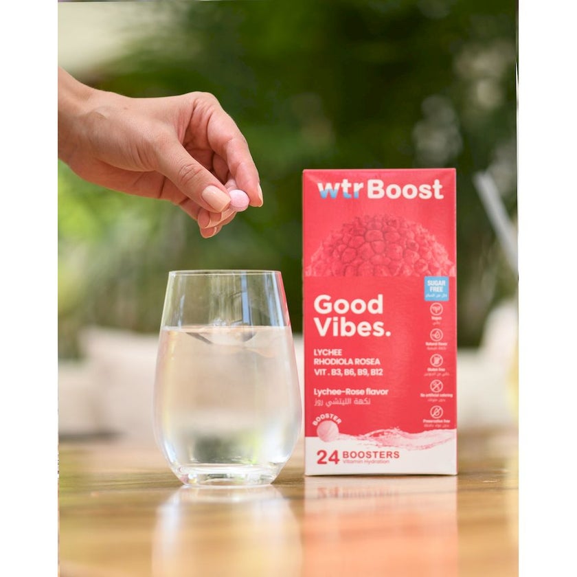 WTR Boost Good Vibes Effervescent Boosters - Lychee Rose Flavor, Pack of 24's