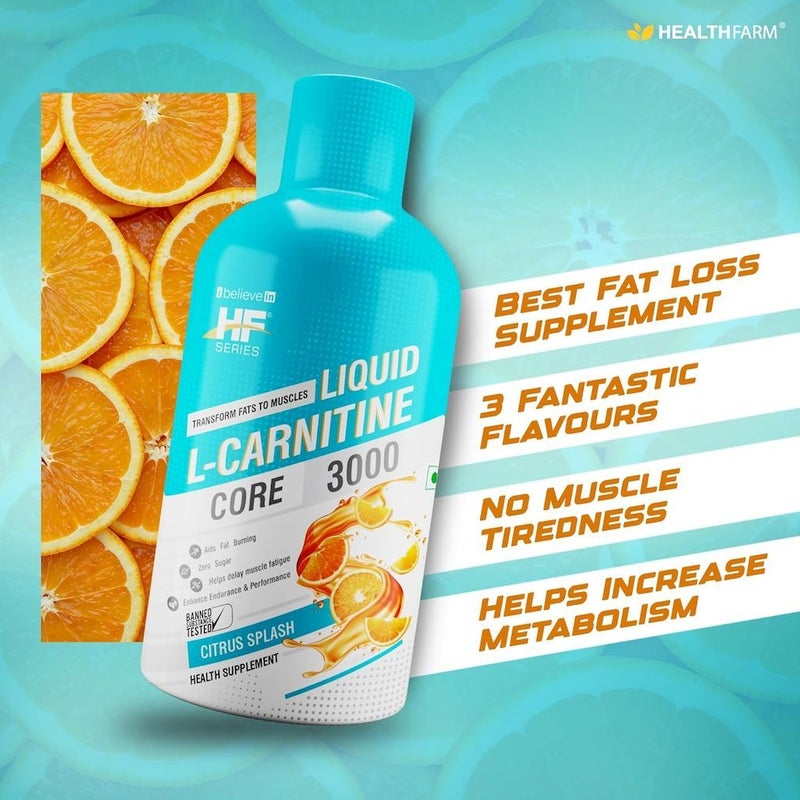 Healthfarm L-Carnitine Core 3000 Liquid - Citrus Splash Flavor, 450ml