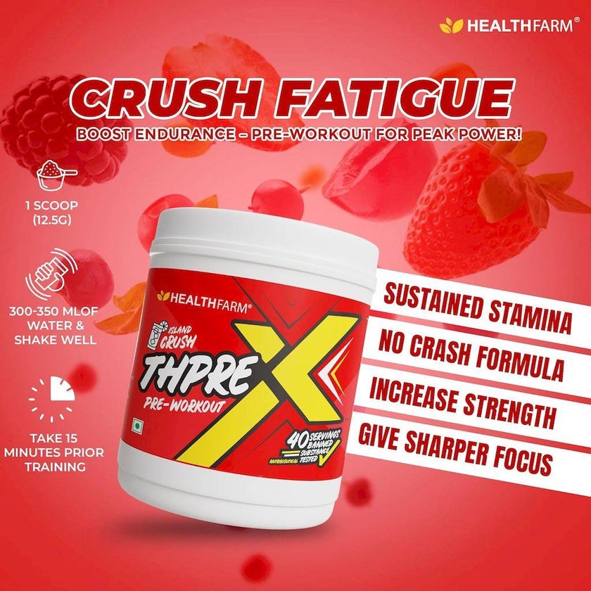 Healthfarm ThPreX Pre-Workout Supplement - Island Crush 500g, 40 Servings