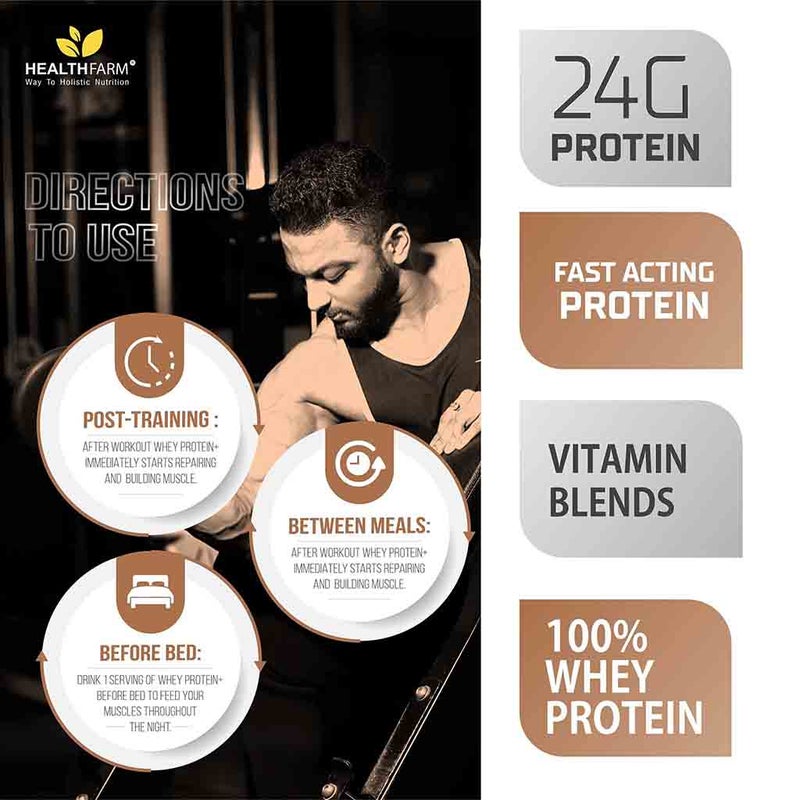 Healthfarm 100% Whey Protein Plus Powder, Irish Coffee Flavour 2kg - 55 Servings