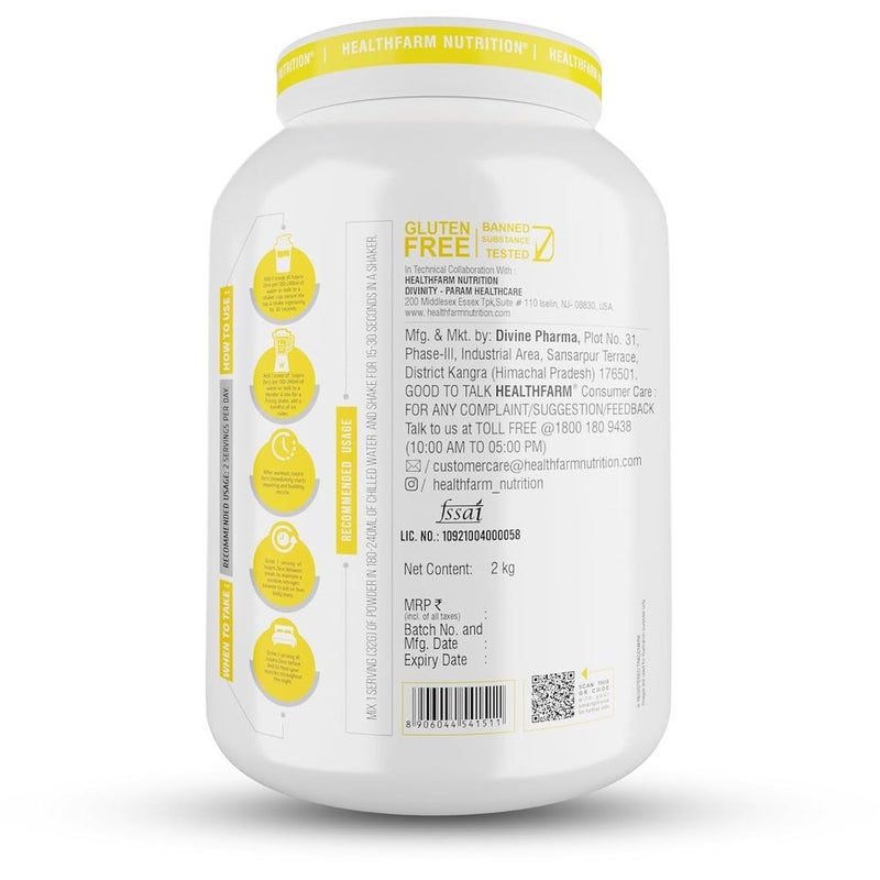 Healthfarm ISO Pro Zero Whey Protein Isolate Powder, Frappe Coffee 2kg - 62 Servings