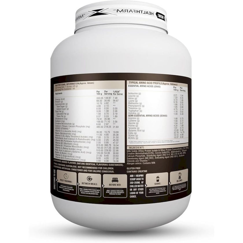 Healthfarm Nitro Fusion Whey Isolate Protein Powder - Chocolate Infinity 2kg - 62 Servings