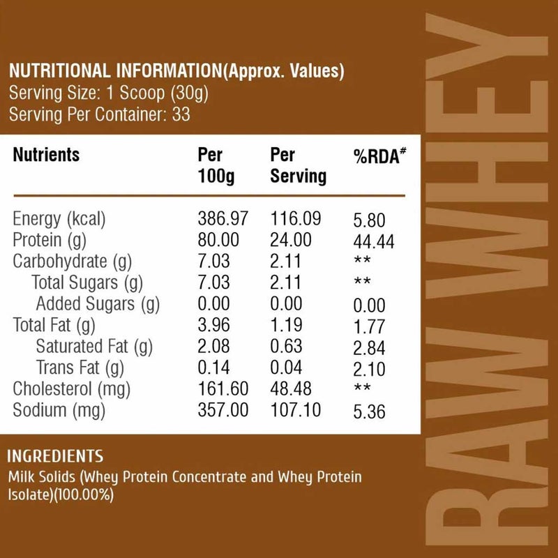 Healthfarm Raw Unflavored Whey Protein Powder 1kg - 33 Servings