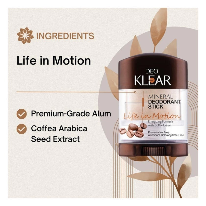 Deo Klear Life In Motion Mineral Deodorant Stick For Men 70g
