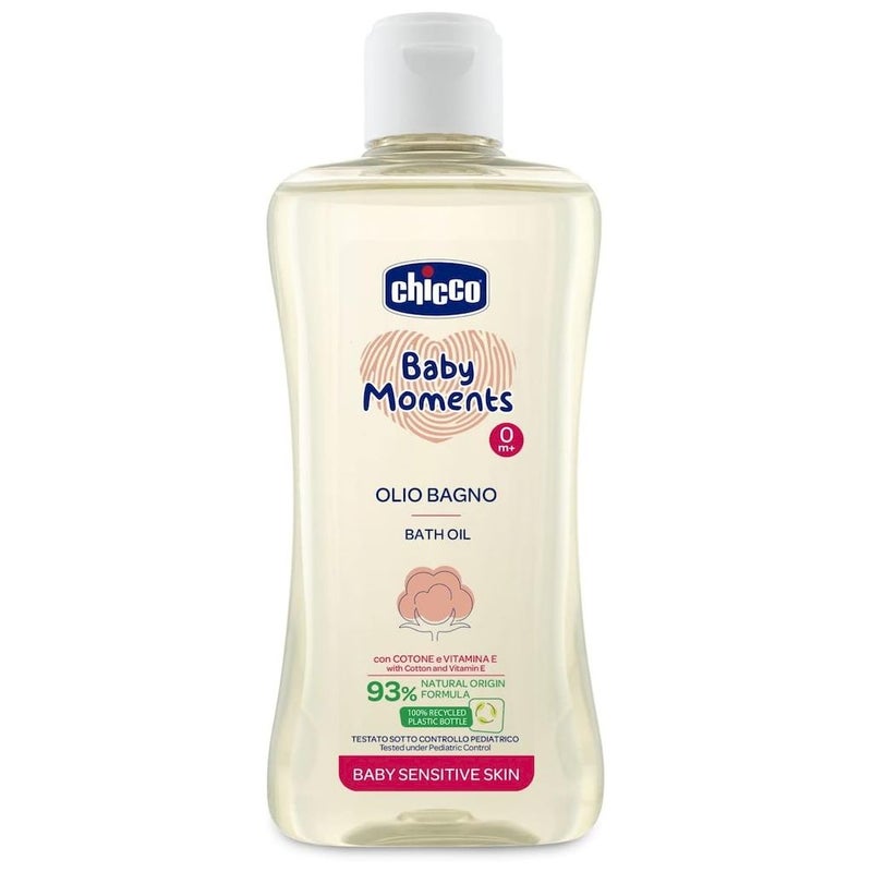 Chicco Baby Moments 0M+ Baby Bath Oil For Sensitive Skin 200ml