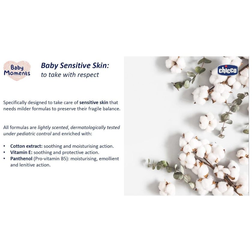 Chicco Baby Moments 0M+ Baby Bath Oil For Sensitive Skin 200ml