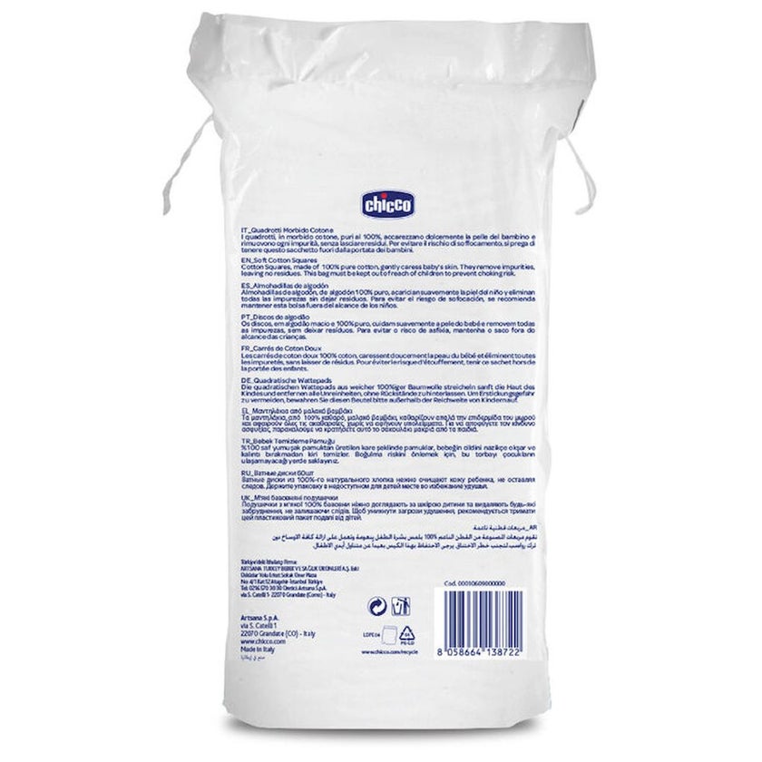 Chicco Baby Moments 0M+ Soft Cotton Squares, Pack of 60’s 