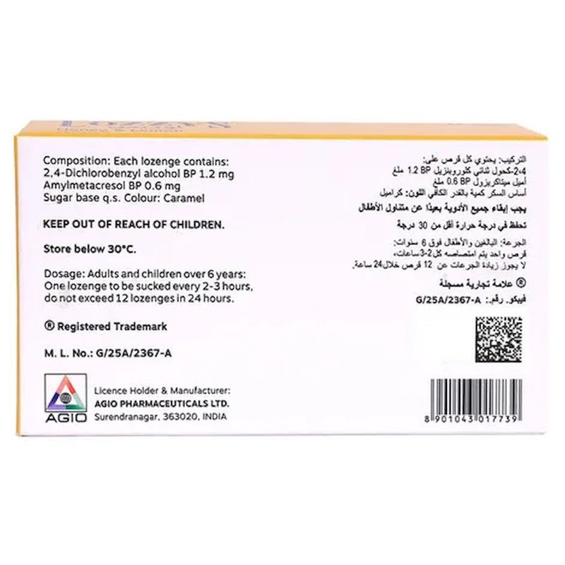 Lozzys Honey & Lemon Lozenges, Pack of 24's