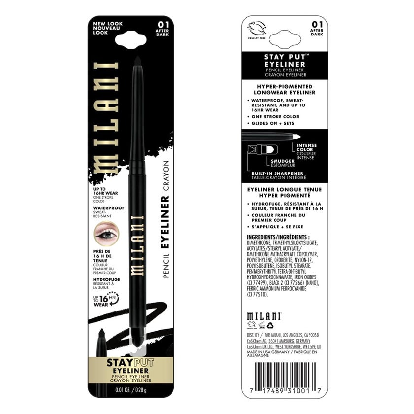 Milani Cosmetics Stay Put Pencil Eyeliner Crayon - 01 After Dark