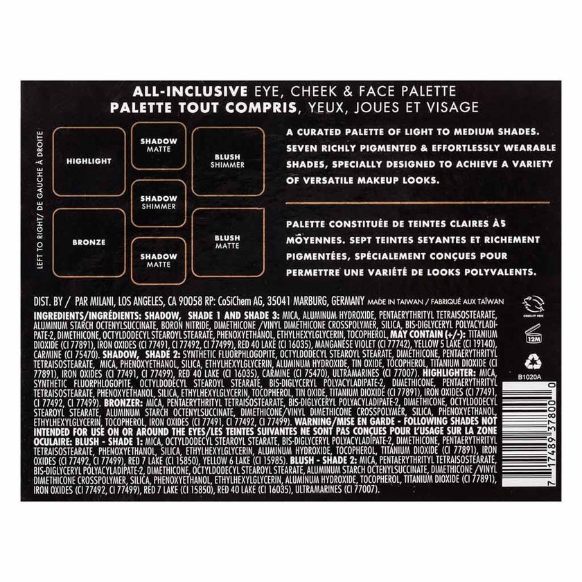 Milani Cosmetics All-Inclusive Eye, Cheek & Face Palette -110 Light To Medium