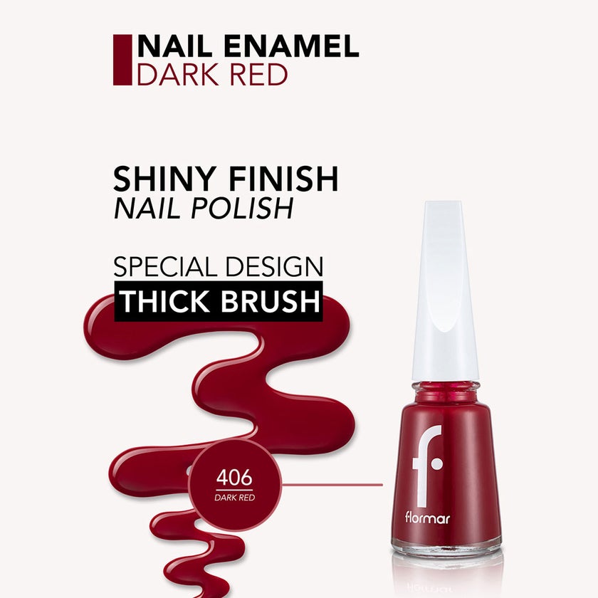 Flormar Nail Polish - 406 Dark Red