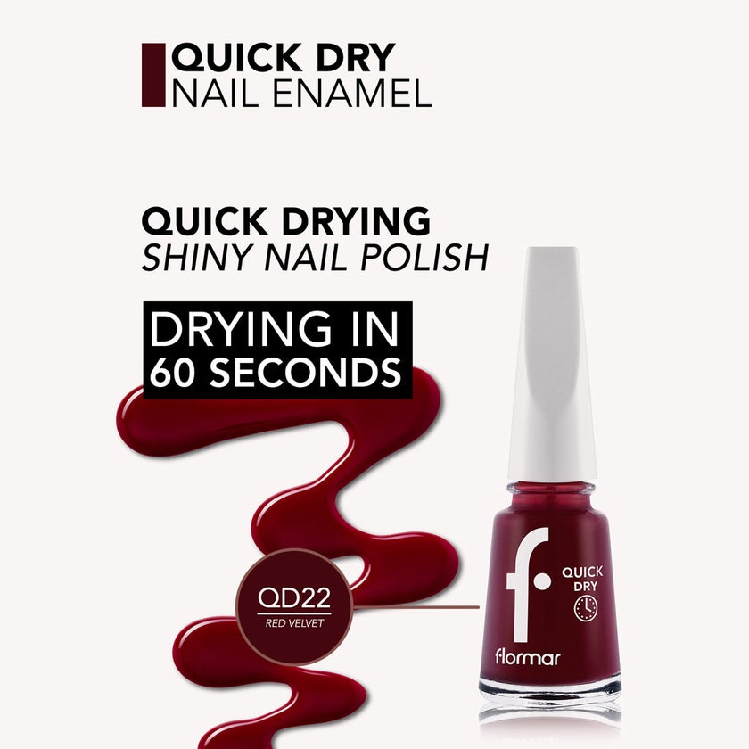 Flormar Quick Dry Nail Polish - QD22 Red Velvet