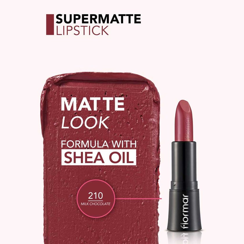 Flormar Supermatte Lipstick - Shade 210 Milk Chocolate
