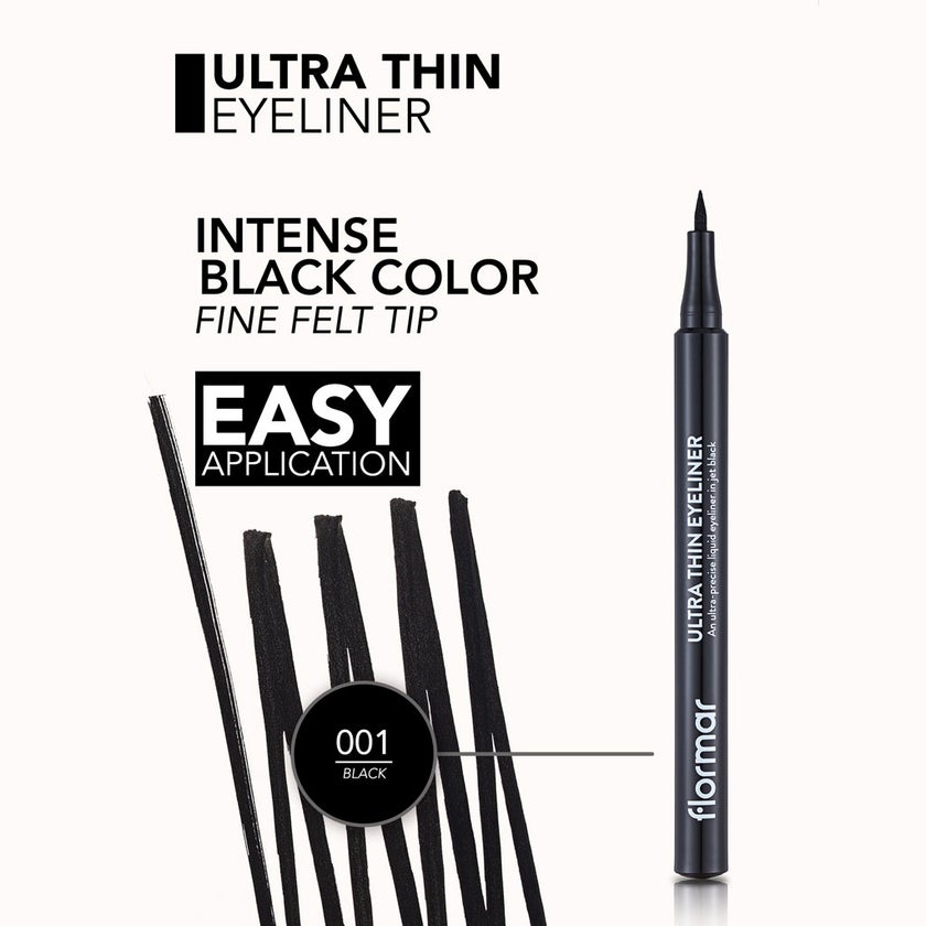 Flormar Ultra Thin Eyeliner - 001 Black