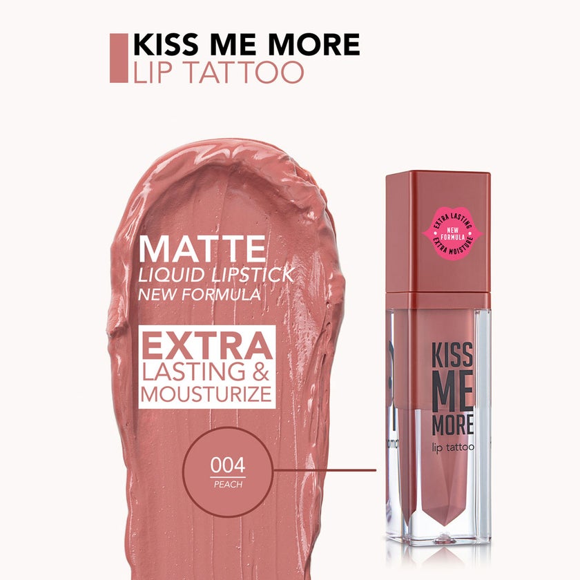 Flormar Matte Liquid Lipstick - Kiss Me More Lip Tattoo 004 Peach