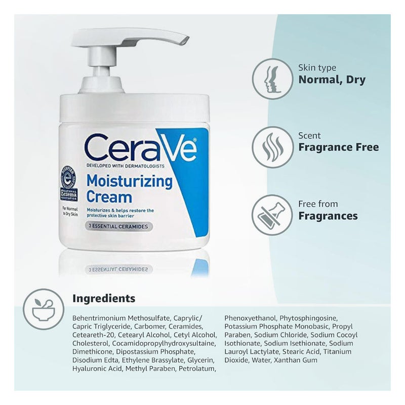 CeraVe Moisturizing Cream Pump For Normal To Dry Skin 435g