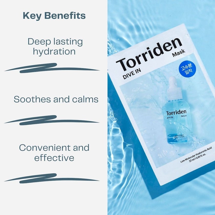Torriden Dive In Hyaluronic Acid Facial Sheet Mask 27ml, Pack of 10's