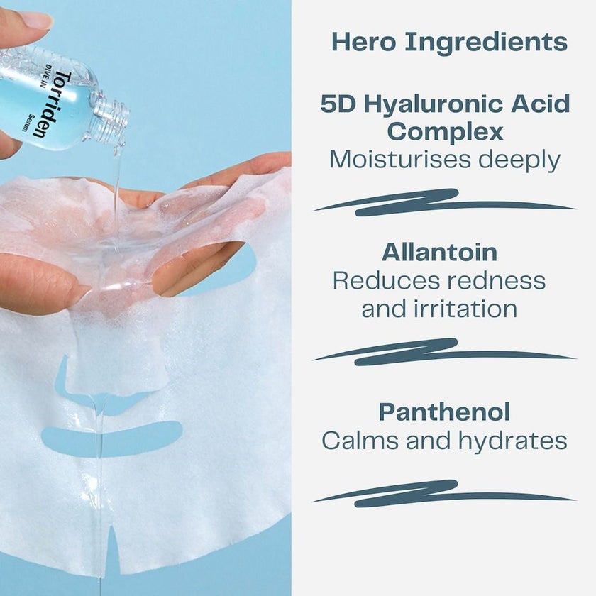 Torriden Dive In Hyaluronic Acid Facial Sheet Mask 27ml, Pack of 10's
