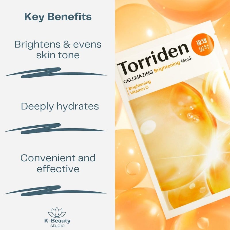 Torriden Cellmazing Vitamin C Skin Brightening Sheet Mask, Pack of 10's
