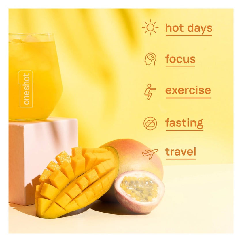 Oneshot Hydrate Passion Bliss Electrolyte & Vitamin Drink Sticks, Pack of 14's