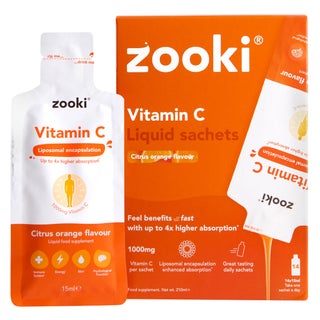 Zooki Liposomal Vitamin C 1000mg Orange Flavor Liquid Sachets 15ml, Pack of 14's