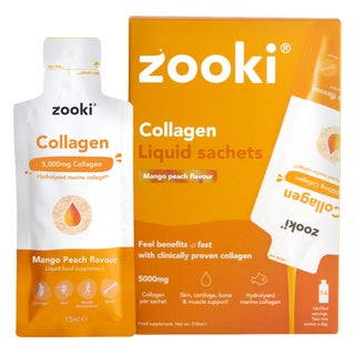 Zooki Marine Collagen 5000mg Mango Peach Flavor Liquid Sachets 15ml, Pack of 14's