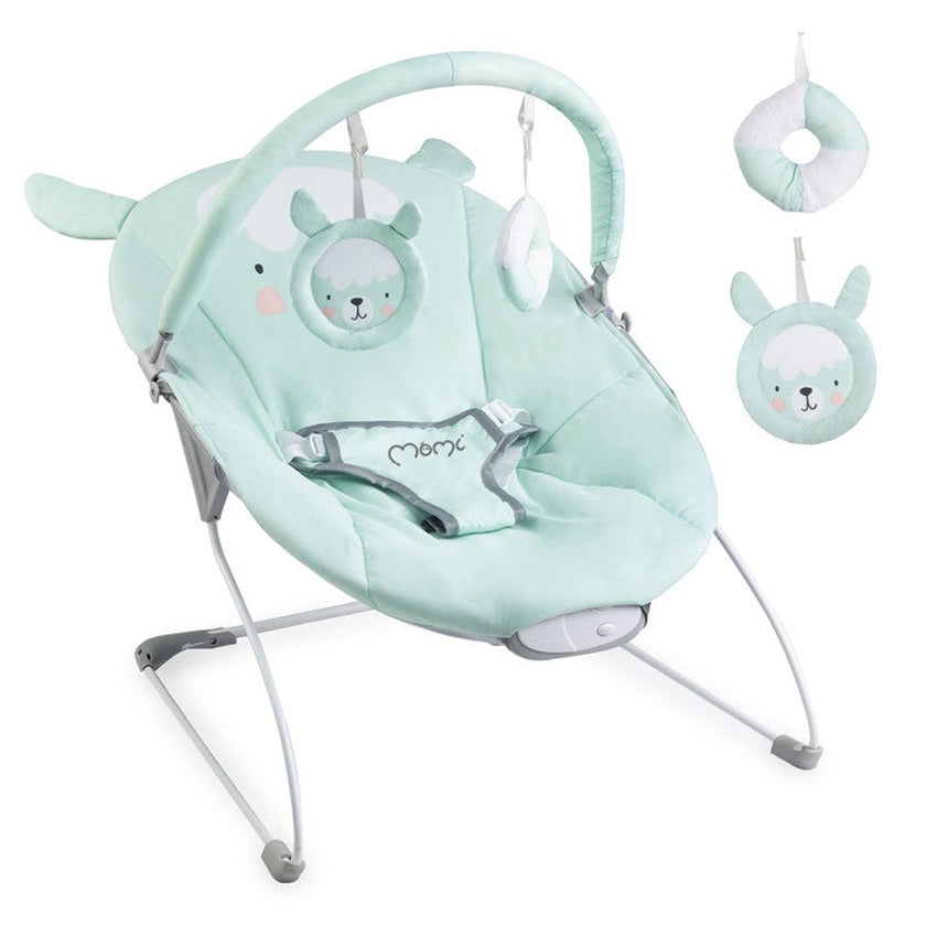 MoMi Glossy Baby Bouncer - Green Lama