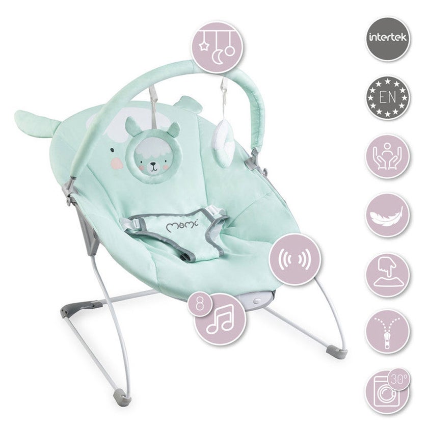 MoMi Glossy Baby Bouncer - Green Lama
