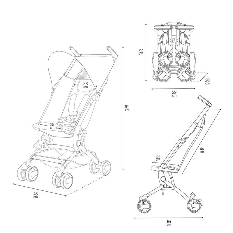 MoMi Grace Travel Baby Stroller - Black