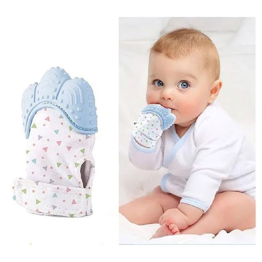 Babyjem Baby Tooth Scarifying Butterfly Gloves For 3+ Months - Blue