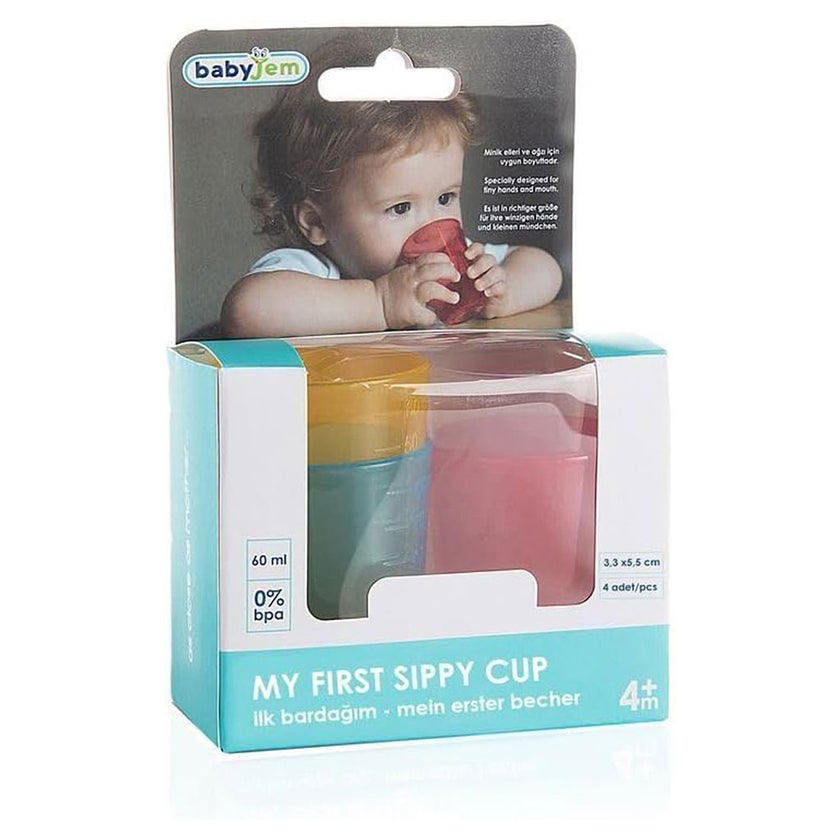 Babyjem My First Sippy Cup For 4+ Months Baby - Multicolor 60ml, Pack of 4's