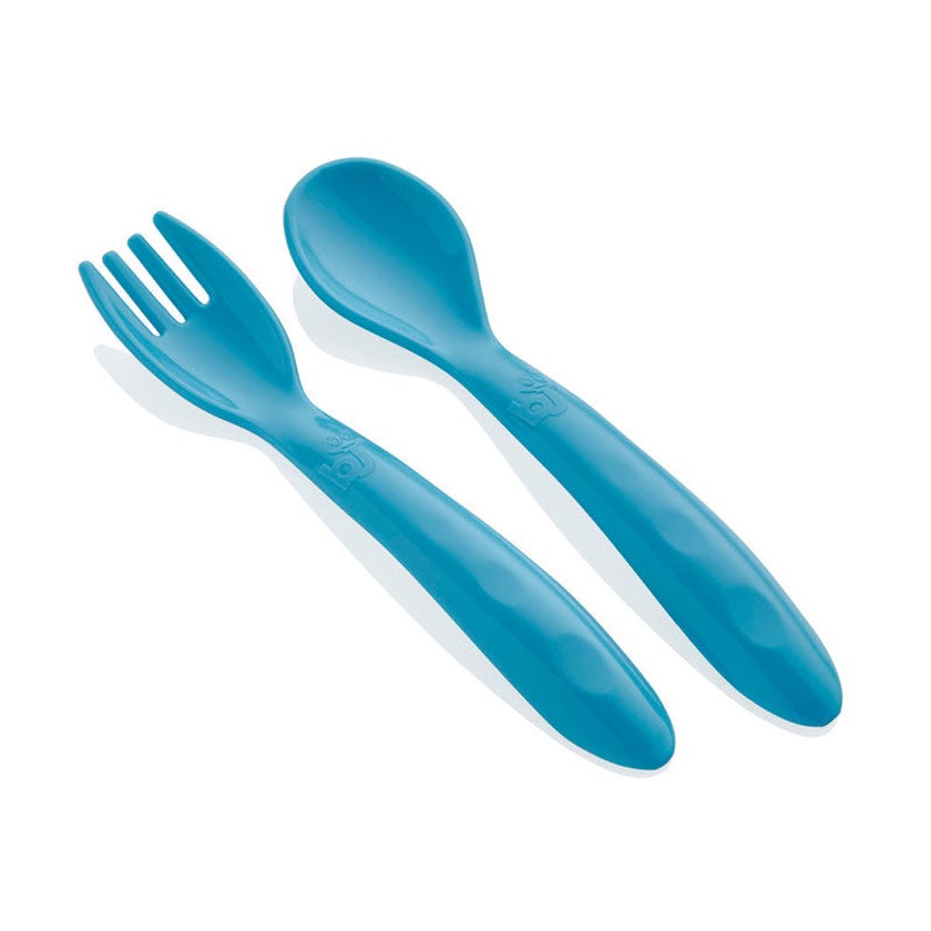Babyjem Baby Spoon & Fork Set For 12+ Months - Blue