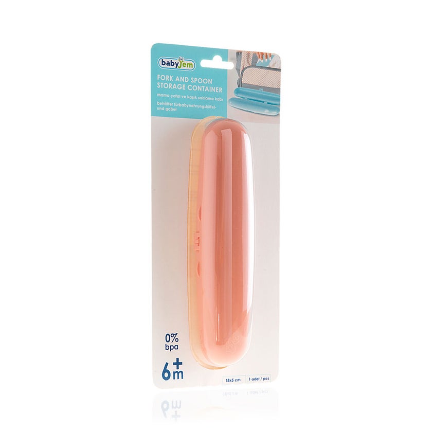Babyjem Fork & Spoon Travel Case For 6+ Months Baby - Rose