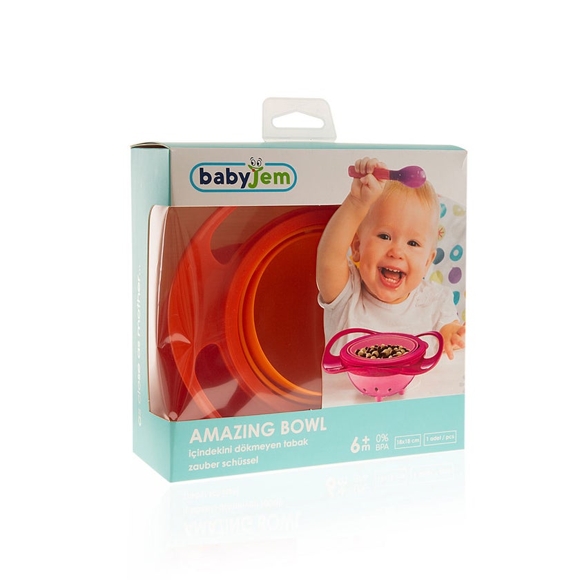 Babyjem No Spill Amazing Feeding Bowl For 6+ Months Baby - Orange