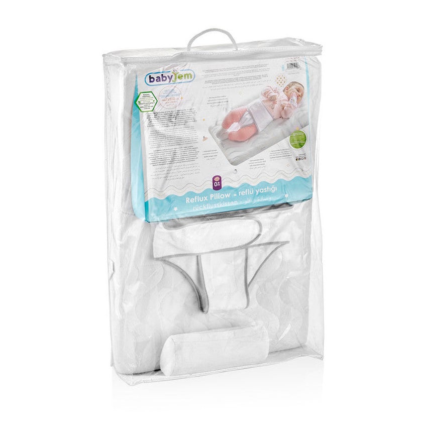 Babyjem Baby Reflux Pillow With Belt For 0-6 Months - White