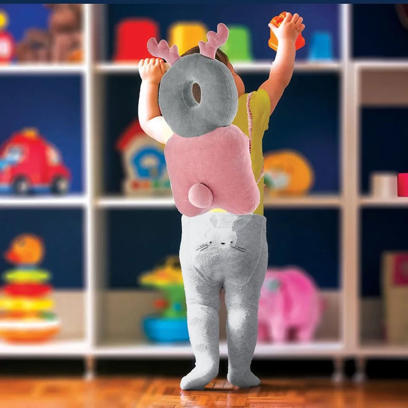 Babyjem Angel Wing Protection Pillow For 0-6 Month Baby - Grey /Pink