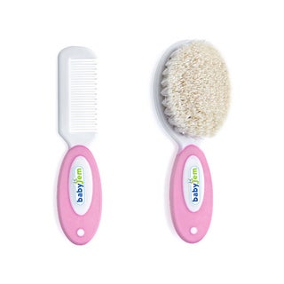 Babyjem Brush & Comb Set With Natural Bristles For 0+ Months, Color - Pink