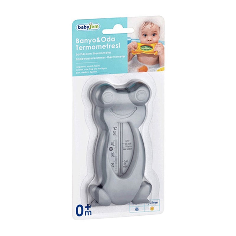 Babyjem Frog Shaped Baby Bath & Room Thermometer - Grey