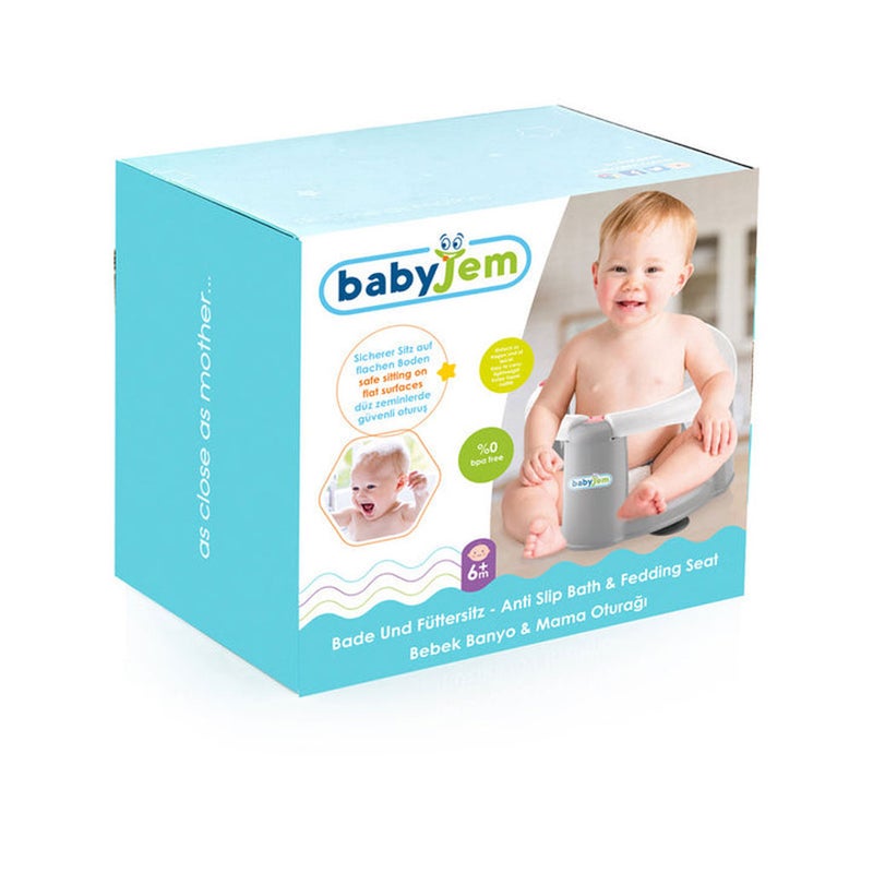 Babyjem Anti Slip Baby Bath & Feeding Seat For 6+ Month Infant, Color - Grey