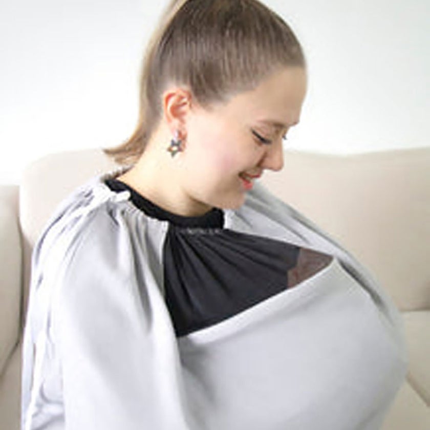 Babyjem Breast Feeding Cover With Tulle Window - Grey