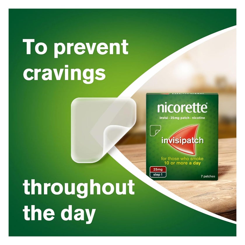 Nicorette Nicotine 25mg Invisi Patches, Pack of 7’s