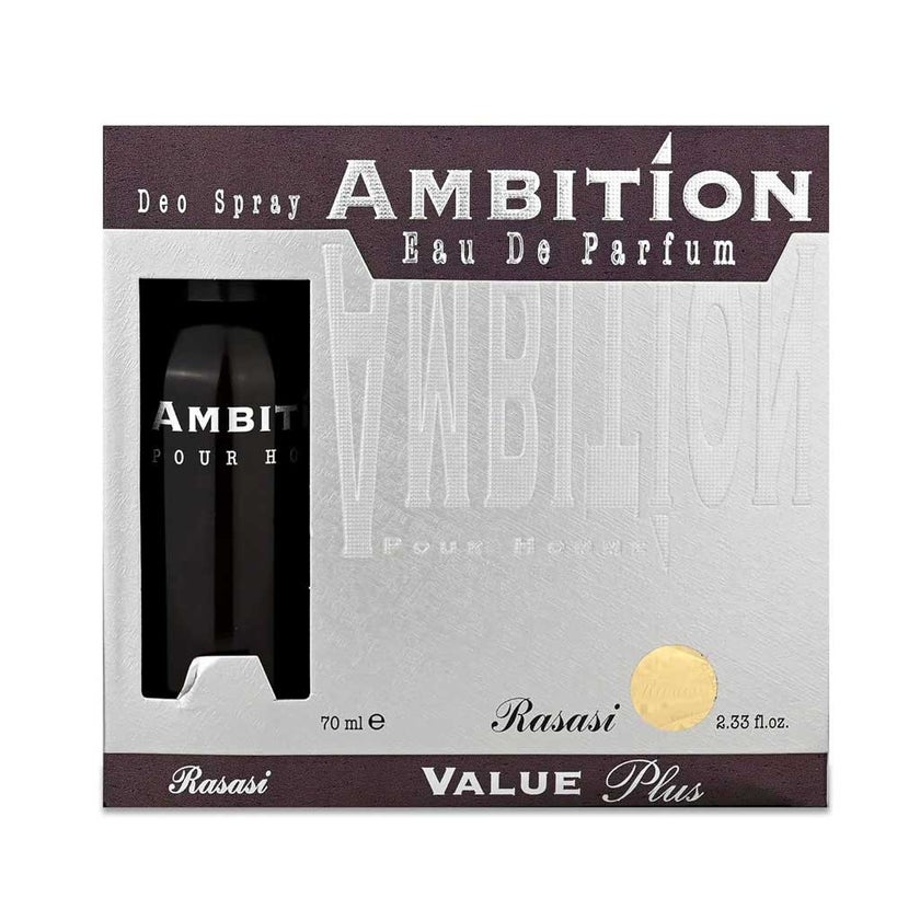 Rasasi Ambition Gift Set For Men - Rasasi Ambition EDP 70ml + Deo Spray 70ml
