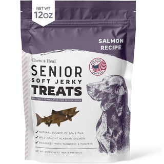Chew + Heal Salmon Soft Jerky Treats For Senior Dogs 340g
