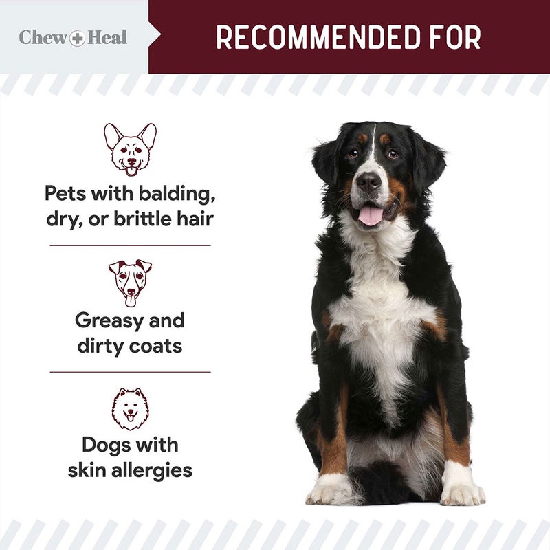 Chew + Heal Omega Skin + Coat Lamb Flavored Soft Chews For Dogs & Cats, Pack of 180's