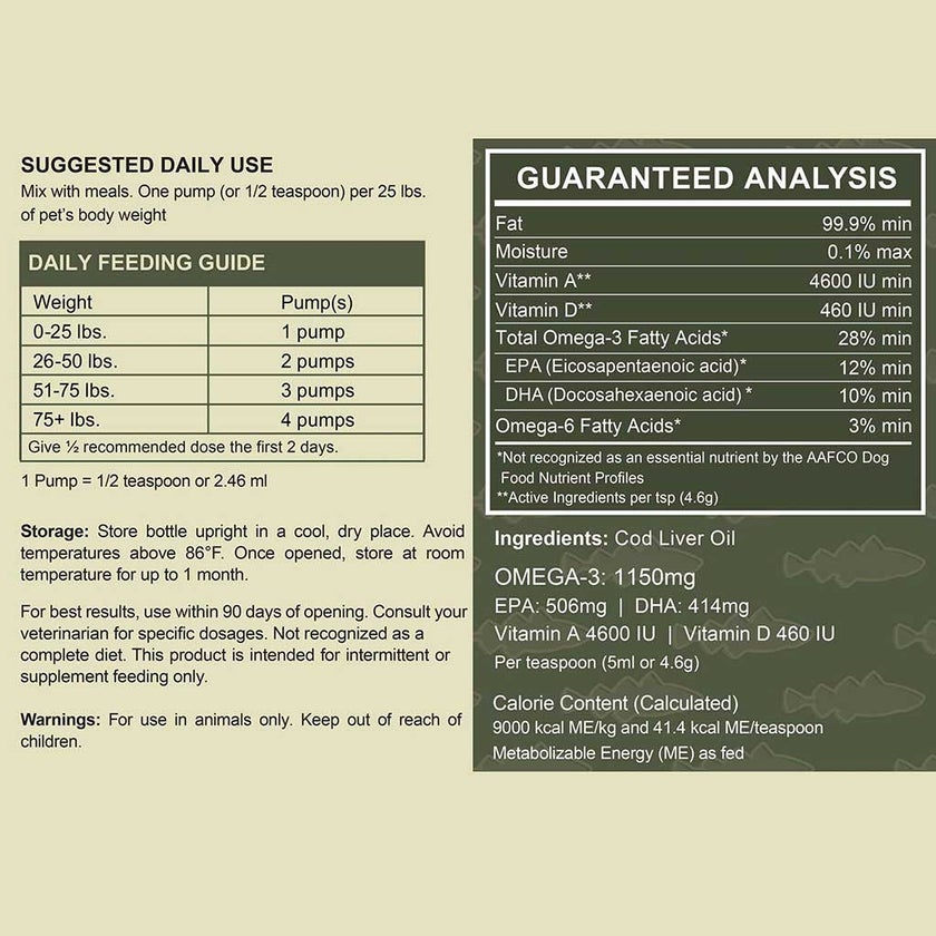 Chew + Heal Wild Icelandic Cod Liver Oil For Dogs 236ml