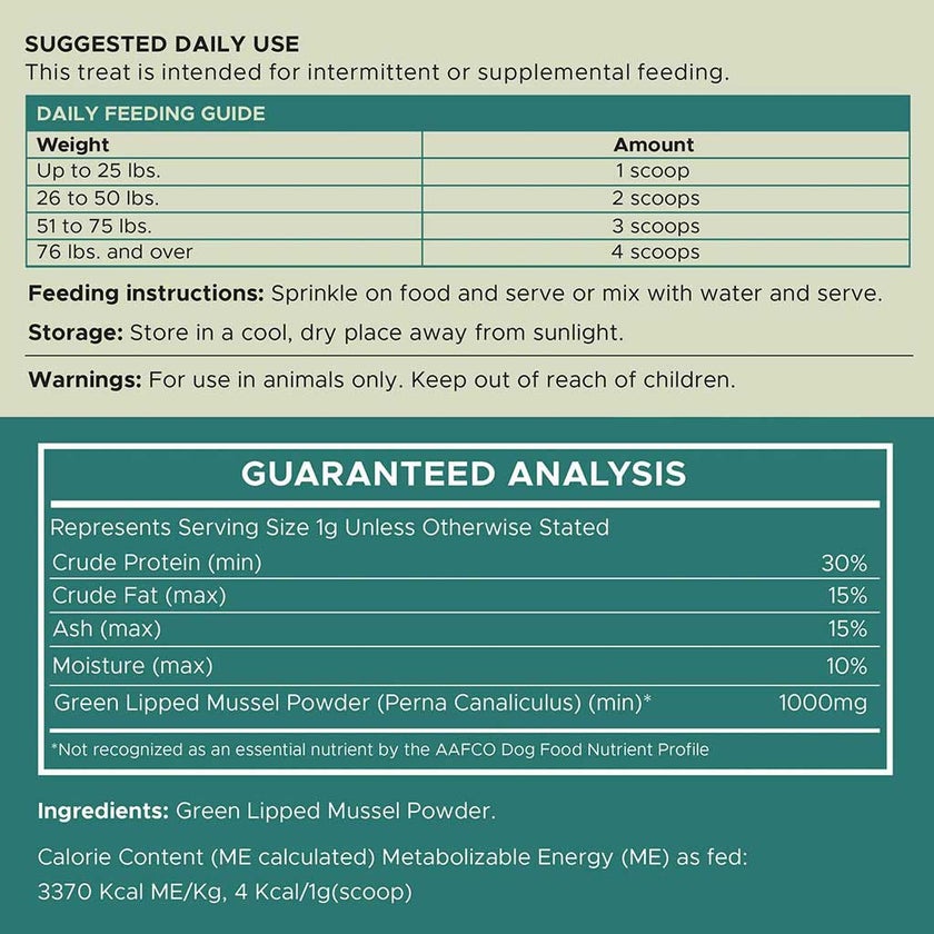 Chew + Heal Green Lipped Mussel Powder For Dogs 170g
