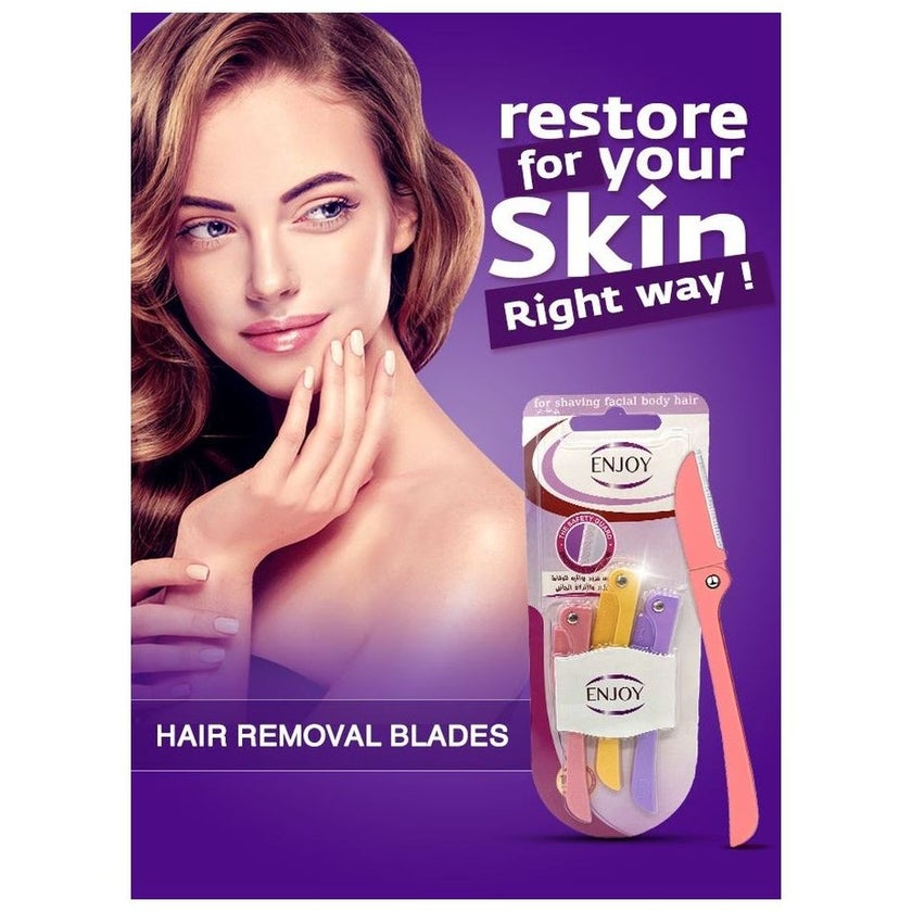 Enjoy Hair Removal Blades For Facial & Body Hair, Pack of 3's
