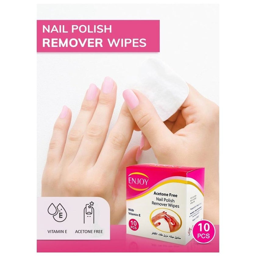 Enjoy Nail Polish Remover Wipes, Pack of 10's