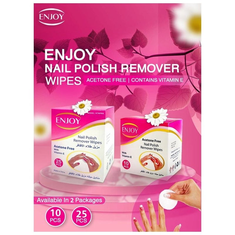 Enjoy Nail Polish Remover Wipes, Pack of 25's