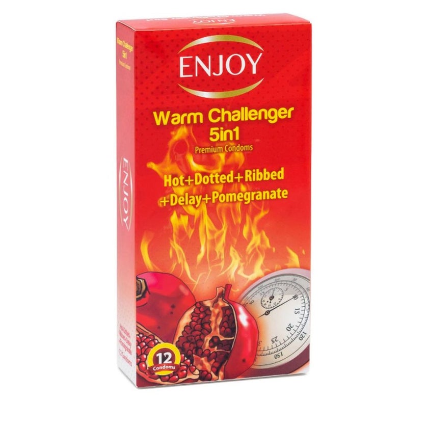 Enjoy Warm Challenger 5-in-1 Premium Condoms, Pack of 12's